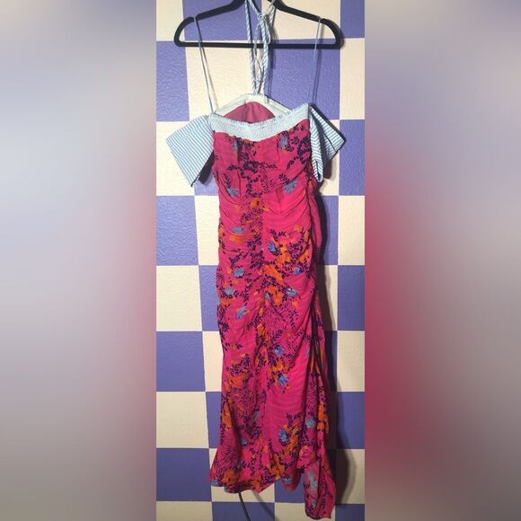 NWT Tanya Taylor Falling Floral Vibrant Silk Virginia Dress - Size 4, MSRP $595 - Picture 4 of 7